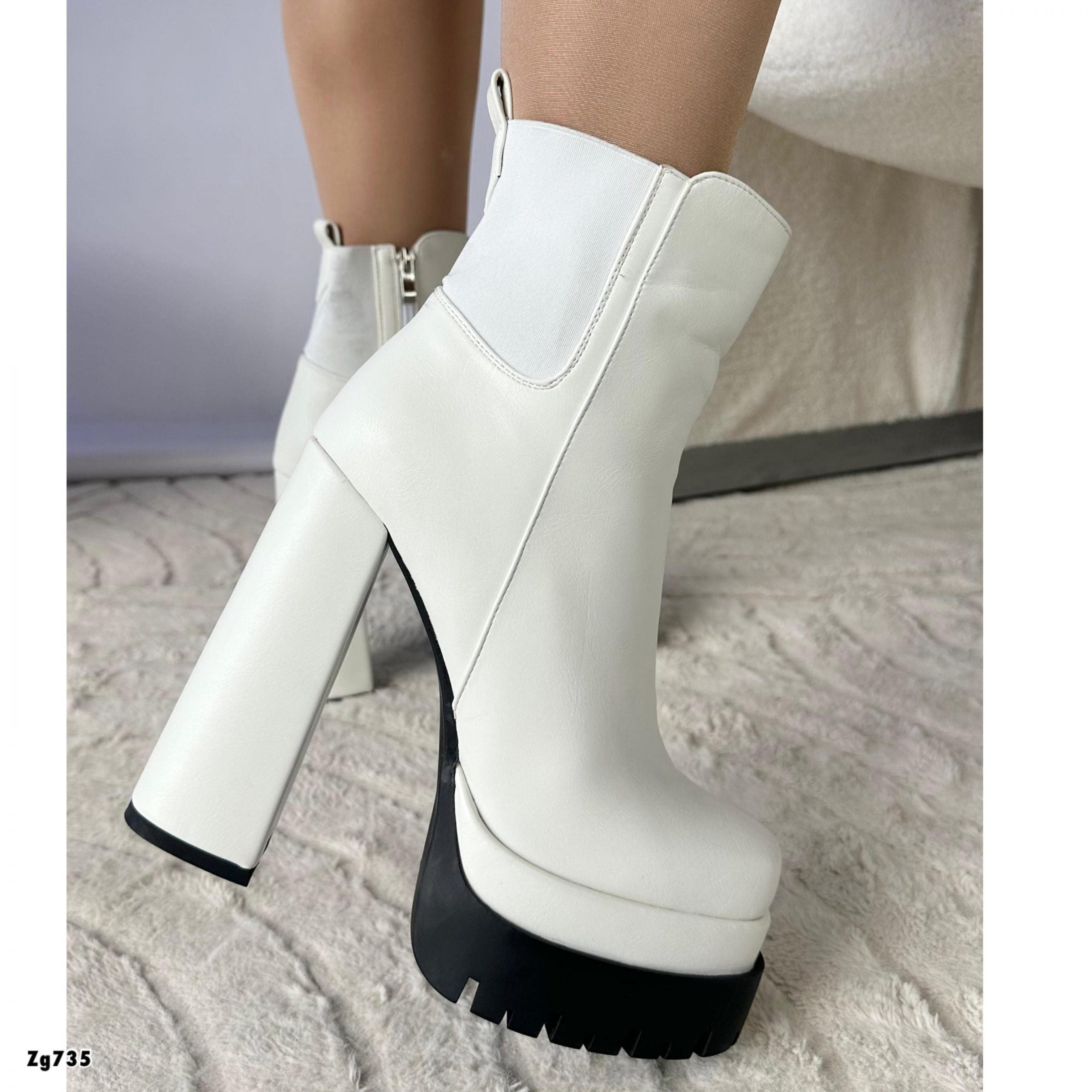 Botin blanco plataforma 5cm tacon 14cm IS14-004